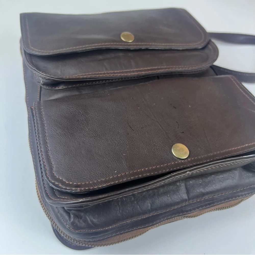 Vintage Men’s Brown Leather Convertible Travel Bag Briefcase Work Bag